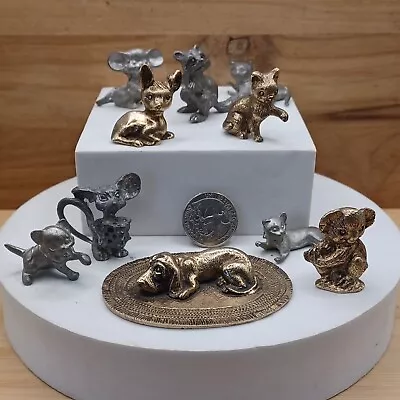 Vintage Lot Of 10 Miniatures Pewter Figurines Basset Hound Koala Racoon Fawn • $22