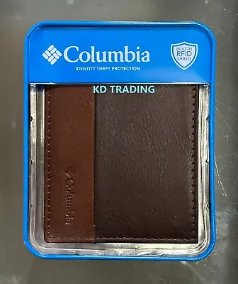 COLUMBIA 220020 Men Genuine Coated Leather BILLFOLD Wallet RFID Protection BROWN • $24.95