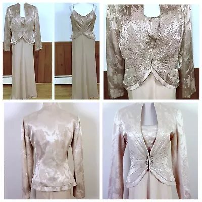 New 16 Gorgeous Cachet 2 Piece Mother Of The Bride Dress Jacket Gown Nude Beaded • $70