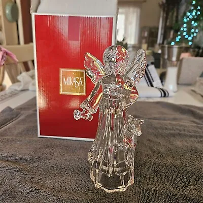 Mikasa Angelic Harmony Lead Crystal Angel With Deer Fawn Figurine Clear Glass • $16