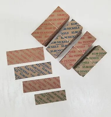 1000 Coin Wrappers FLAT Tubular Paper Rolls ASSORTED Quarter Penny Nickel Dime • $19.95