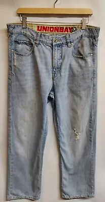 Vintage UNIONBAY Distressed Jeans Men's 34 Light Blue Wash Made In Hong Kong • $25