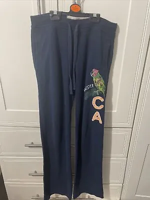 Hollister Navy Blue Straight Leg Tracksuit Bottoms Size Xs Parrot Image • £11