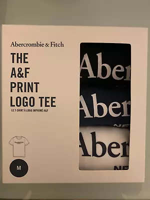 Genuine Abercrombie & Fitch THE A&F Print Logo Tee 3-pack Size Medium RRP £45 • £29.95