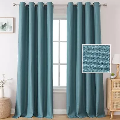  Linen Blackout Curtains 84 Inches Long For 52 W X 84 L Aegean Blue • $62.19