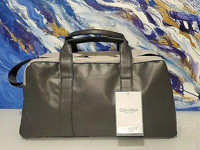 $13 • Buy CALVIN KLEIN Dark Gray Faux Leather Duffle Bag /gym/travel.