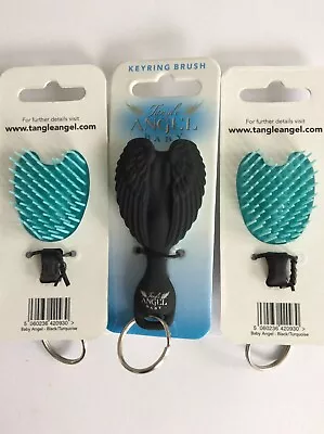 Tangle Angel Baby Keyring Brush Black / Aqua • £3.80