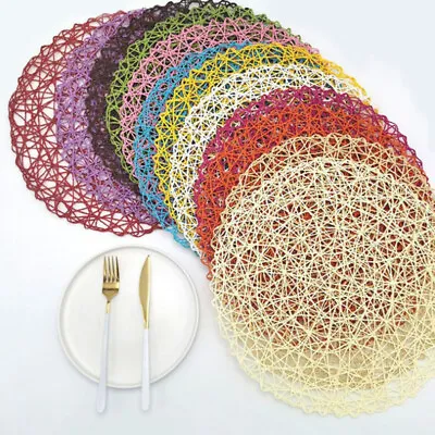 $4.10 • Buy Table Hollow Mat Round Woven Dining Placemat Pads Dinnerware Cup CoasterB-*-