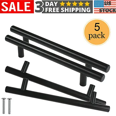 $7.19 • Buy 5 Pack Kitchen Cabinet Pulls Stainless Steel Drawer T Bar Knob Handle Knob Black
