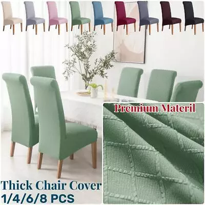 Thick Dining Chair Covers Solid Seat Slipcover Jacquard Highback Chair Protector • $15.19