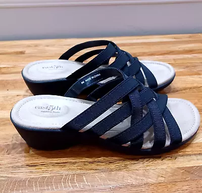 Irma Black Memory Foam Slip On Strap Sandals Womens Size 8 M • $18