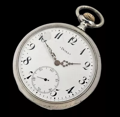 Watch DOXA Silver Pocket Watch Vintage Dial White Starling Silver 800 • $115