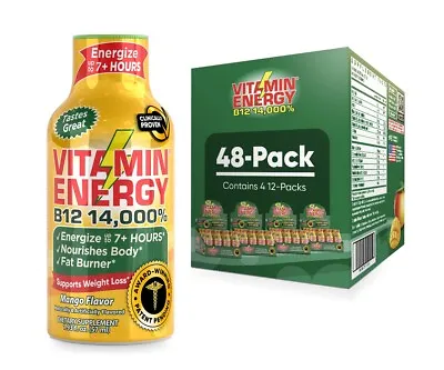 (48 Pack) Vitamin Energy® B12 14000% Mango Shots Clinically Proven • $74.95
