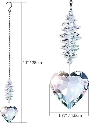 Hanging Chakra Suncatcher Clear Crystal Glass Window Pendant Heart Ornament Gift • £10.99