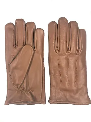 Men's Camel  GENUINE SHEEPSKIN Soft Leather Winter Gloves W/ Fleece Lining  • $20