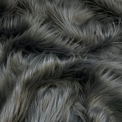 Charcoal Mohair Shaggy Faux Fur Fabric By The Yard ( Long Pile ) 60  Wide • $23.99