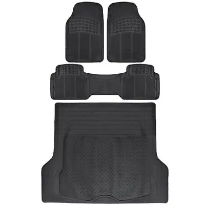 $59.95 • Buy 4PC All Weather Heavy Duty Rubber SUV Floor Mats Black 2 Row Trunk Liner⭐⭐⭐⭐⭐