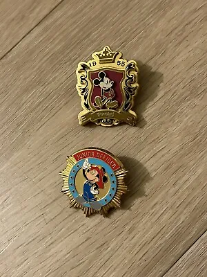 Dlr 2007 Crest With Mickey Mouse & Junior Officer Fireman Pins • $58.29