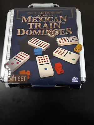 Mexican Train Dominoes Set Tile Board Game In Aluminum Carry Case Games With Col • $25