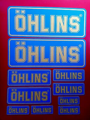 £6.99 • Buy 10 X Ohlins Fork Shock Stickers Sprilia Ducati  Kawasaki Graphics Vinyl Decals 