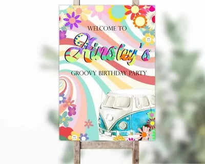 Personalised Groovy Party Welcome Sign - Birthday 70s Hippie Party Decoration • £5