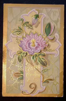 Easter Greetings Postcard : Flower  - PM North Vassalboro Kezar Falls ME 1912 • $2.75