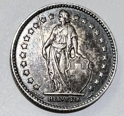 1939 B SWITZERLAND HELVETIA Symbolizes SWISS Nation SILVER 1 Franc Coin AU Toned • $39.99