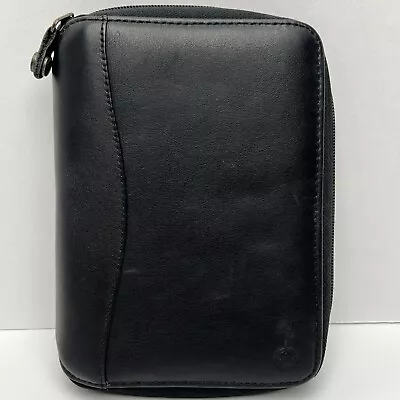 Franklin Covey Spacemaker Zip Pocket Planner Case 6 Ring Black Leather 1996 USA • $25.99