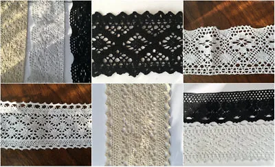 1 Yard Lace Trim Crocheted 100% Cotton 6/6.3/6.5/7.8/8/9 Cm Width  • £3.65