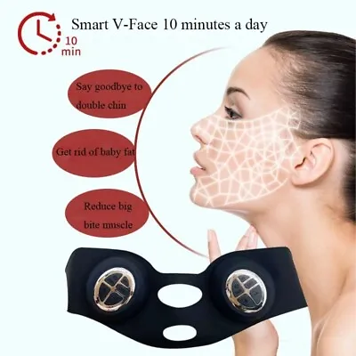 Facial V-shaped Chin Lifting Tighten Mask EMS Vibration Anti Wrinkle Massager • $47.49