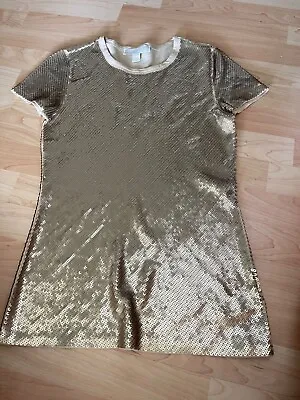 Michael Michael Kors MMK Sequin  T-Shirt Short Sleeve Gold Small FESTIVE • $22