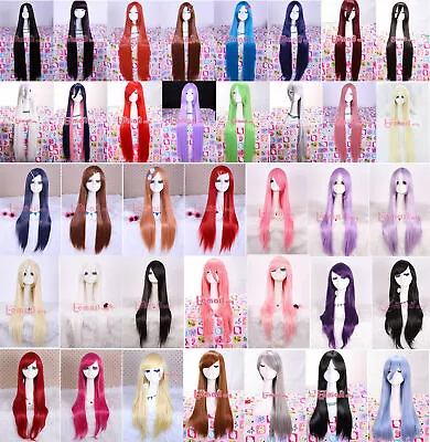 25 -60  Long Straight Synthetic All Colors Womens Cosplay Hair Wig With Free Cap • $32.99