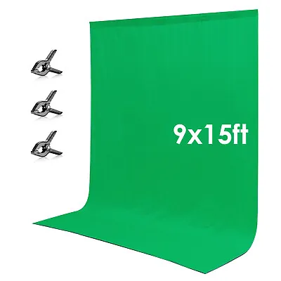 Neewer 9x15 Feet Green Chromakey Muslin Backdrop Background Screen With 3 Clamps • $28.97