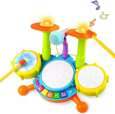 Kids Drum Kit Toy For 1-2 Year Old Boys Drum Set Baby Musical Instruments Gifts • £16.90