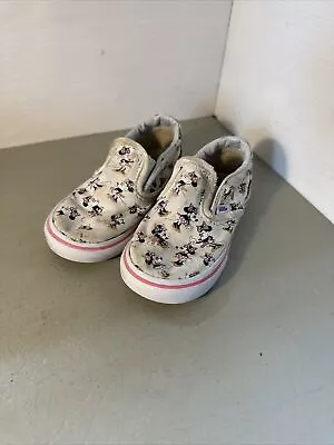 Vans~Disney Minnie Mouse Classic Slip On Sneakers Size 7 Pink Eu24 • £15