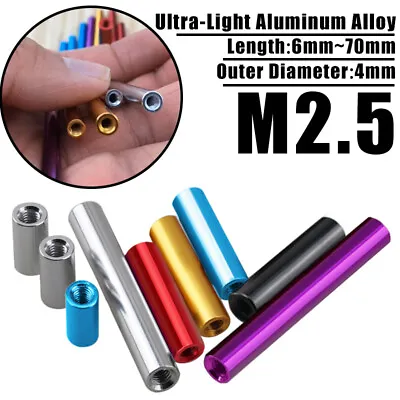 Aluminum Alloy Round M2.5 Threaded Standoff Spacer Sleeve Rod Long Nut Connector • £2.63