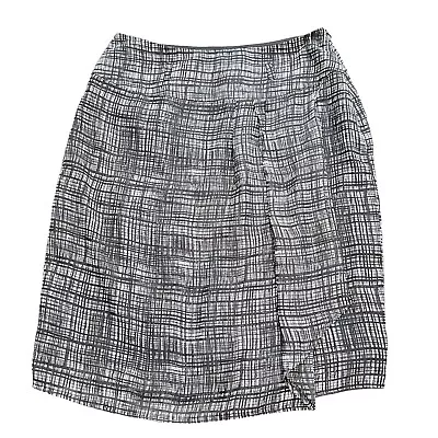 Worthington Women’s Sz 8 Black White Checkered Print Skirt Opening Zipper 0820 • $11.98