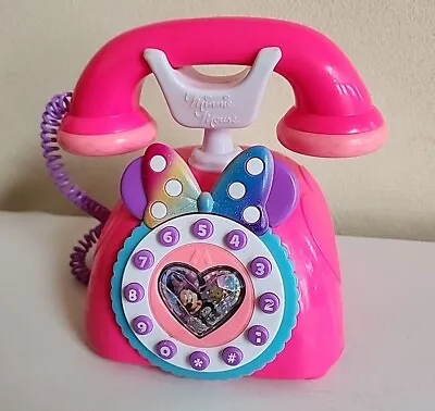 Disney Minnie Mouse Happy Helpers 7” Talking Toy Telephone Pink Rainbow Works • $14.99