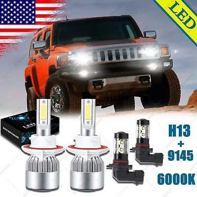 For Hummer H3 2006-2010 6000K Combo LED Headlight High/Low + Fog Light Bulbs Kit • $21.79