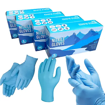 BLUE Disposable Gloves Nitrile Powder Latex Free Food Medical Care Home Clinics • £0.99