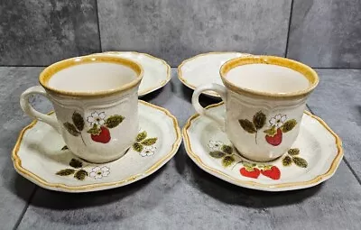 Set Of 6 Vintage Mikasa Strawberry Festival Coffee Tea Cup Saucer EB 801 Japan • $24.99