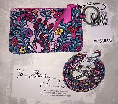 VERA BRADLEY Iconic Zip ID & Lanyard KALEIDOSCOPE Badge Holder Key Ring NWT • $19.95