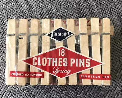 Nip Vintage Diamond Wooden Spring Clothespins • $5