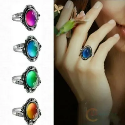 Vintage Retro Color Change Mood Ring Oval Emotion Feeling Adjustable Size  • $9.99