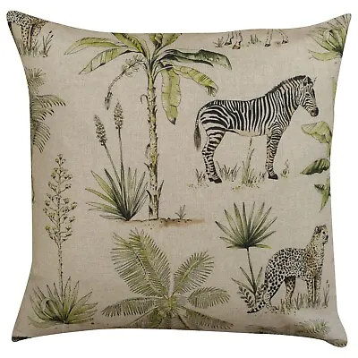 £11.99 • Buy Vintage Safari Print Cushion. Zebras, Cheetahs, Giraffes. Exotic Jungle Leaves.