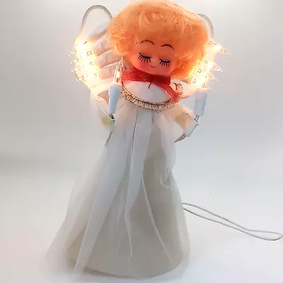 WORKING! Vintage 10 Light Angel Tree Topper Steady Or Flashing 8.25 Inch IOB • $19.47