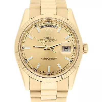 Rolex 18K Yellow Gold 36mm Day-Date President 118238 Engraved Mint Condition • $24999