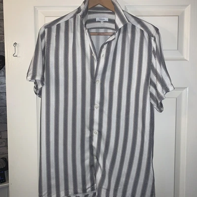 £0.99 • Buy Reiss Slim Fit Wht / Blk  Cotton Shirt Size Medium