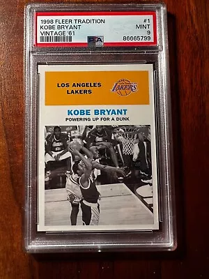 1998-99 Fleer Tradition Vintage '61 #1 Kobe Bryant W/Michael Jordan PSA 9 • $222.22