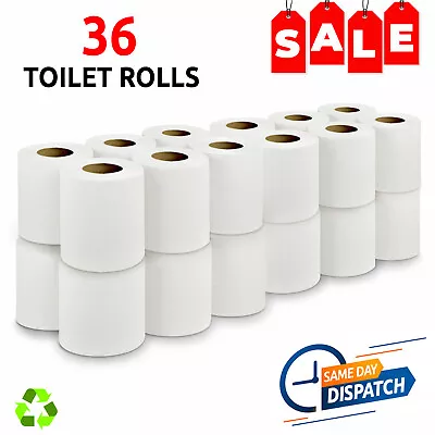 36 Toilet Rolls 2ply Quilted Embossed Luxury White Toilet Tissue Soft Paper Roll • £9.99